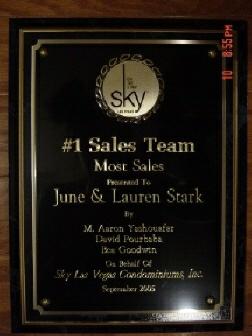 SKY LAS VEGAS ALES AWARD GIVEN TO THE STARK TEAM